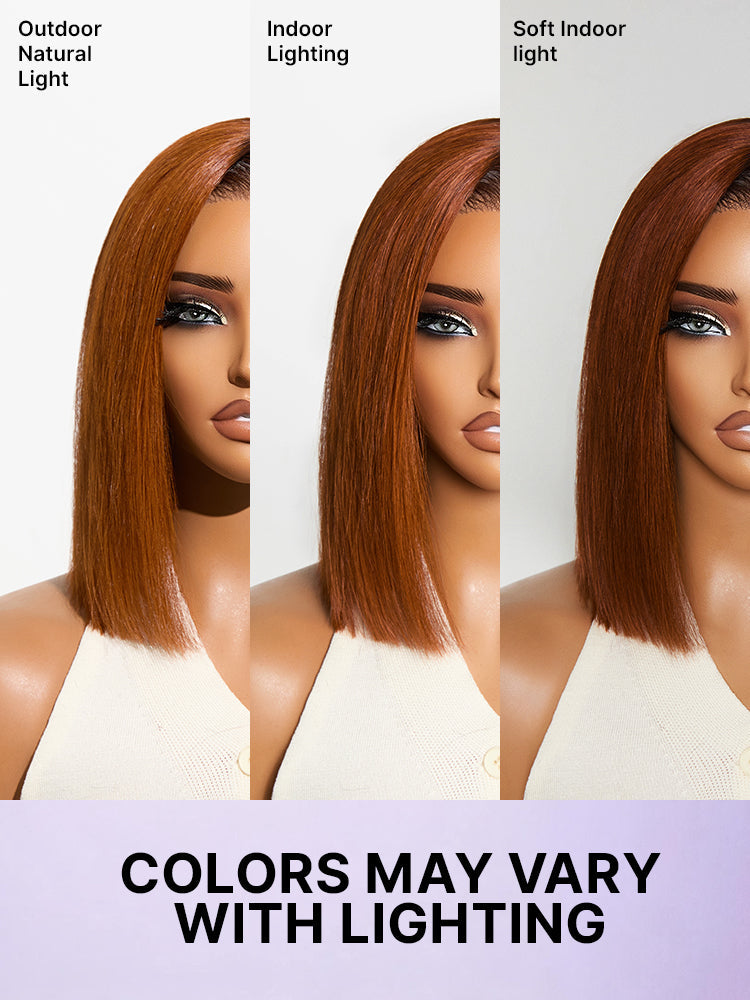 Ginger Ombre 13x4 Lace Front Glueless Blunt Cut Bob Human Hair Wig Pre-cut Lace