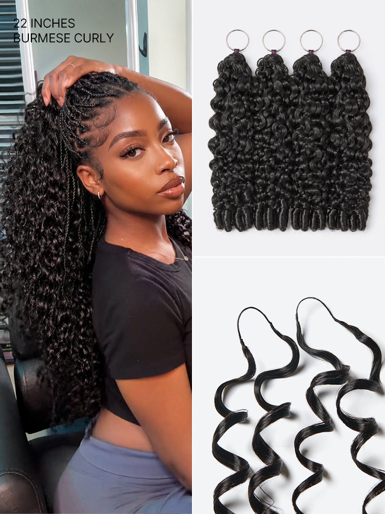 Miracle Knots Crochet Hair Burmese Curly | Wet and Wavy Water Wave | Kinky Straight for Boho Braids | Crochet Weaves | Fulani Braids | Twists Pre-Separated Lightweight Full & Soft Pre-Looped Human Hair Extensions Protective Style