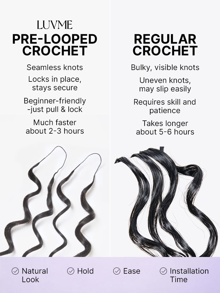 Miracle Knots Crochet Hair Wet and Wavy Water Wave | Kinky Straight for Boho Braids | Crochet Weaves | Fulani Braids | Twists Pre-Separated Lightweight Full & Soft Pre-Looped Human Hair Extensions Protective Style