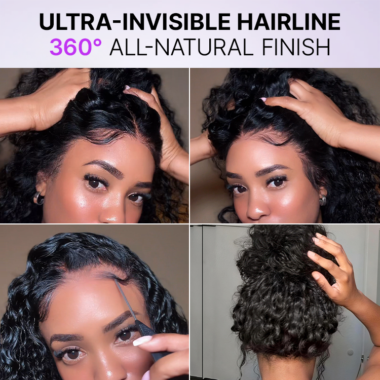 PreMax 180% / 250% Density Water Wave Glueless Flexi-Fit Drawstring 13x4 Frontal Lace Fluffy Curly Wig Pre-Cut Lace