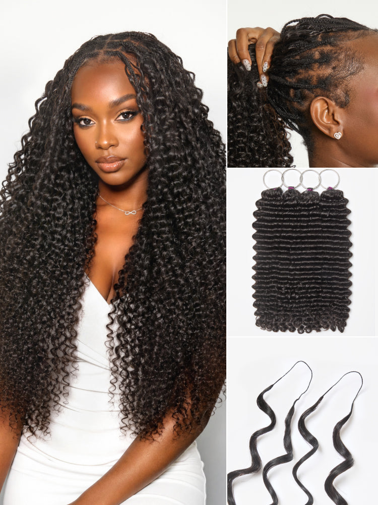 Miracle Knots Crochet Hair Wet and Wavy Water Wave | Kinky Straight for Boho Braids | Crochet Weaves | Fulani Braids | Twists Pre-Separated Lightweight Full & Soft Pre-Looped Human Hair Extensions Protective Style
