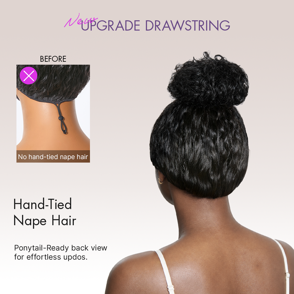PreMax 180% / 250% Density Water Wave Glueless Flexi-Fit Drawstring 13x4 Frontal Lace Fluffy Curly Wig Pre-Cut Lace
