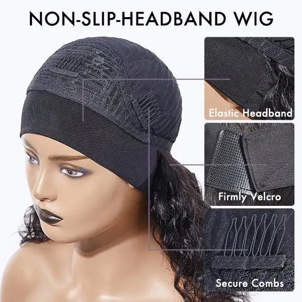 Deep Wave Glueless Curly Bob Wig Headband Wig 100% Human Hair (Get Free Trendy Headbands)