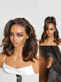 NatureMAX™ 200% Density Ombre Brown / Natural Black Loose Wave Glueless 13x6 HD Lace Front Shoulder Length Wig Pre-Cut Lace Flexi-Fit Drawstring Cap