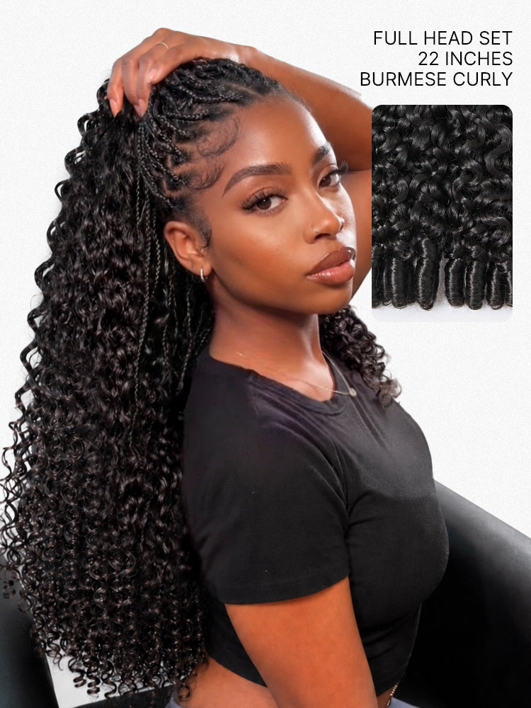 Miracle Knots Crochet Hair Burmese Curly for Boho Braids | Crochet Weaves | Fulani Braids | Twists Pre-Separated Lightweight Full & Soft Pre-Looped Human Hair Extensions Protective Style