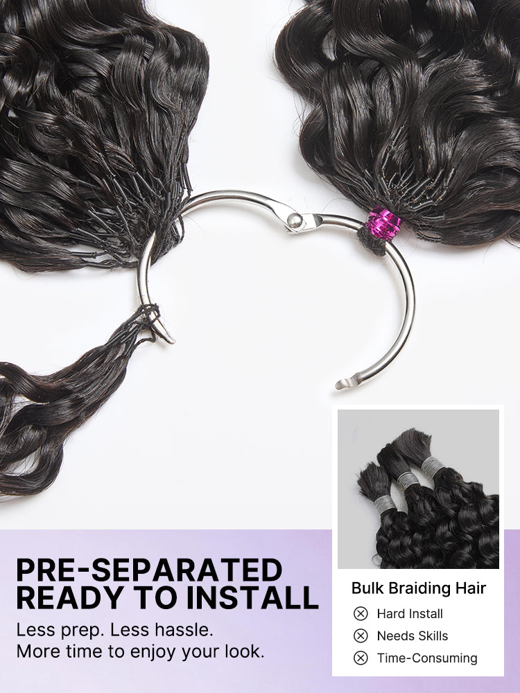 Miracle Knots Crochet Hair Burmese Curly for Boho Braids | Crochet Weaves | Fulani Braids | Twists Pre-Separated Lightweight Full & Soft Pre-Looped Human Hair Extensions Protective Style