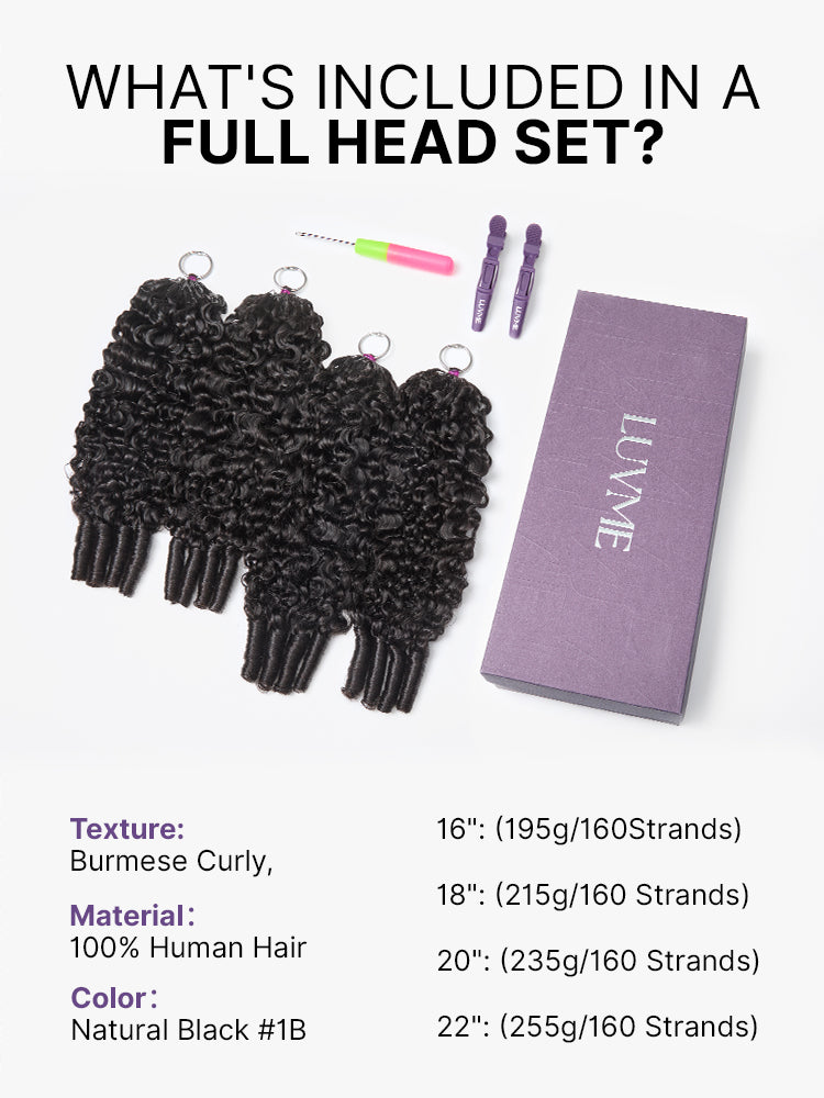 Miracle Knots Crochet Hair Burmese Curly for Boho Braids | Crochet Weaves | Fulani Braids | Twists Pre-Separated Lightweight Full & Soft Pre-Looped Human Hair Extensions Protective Style