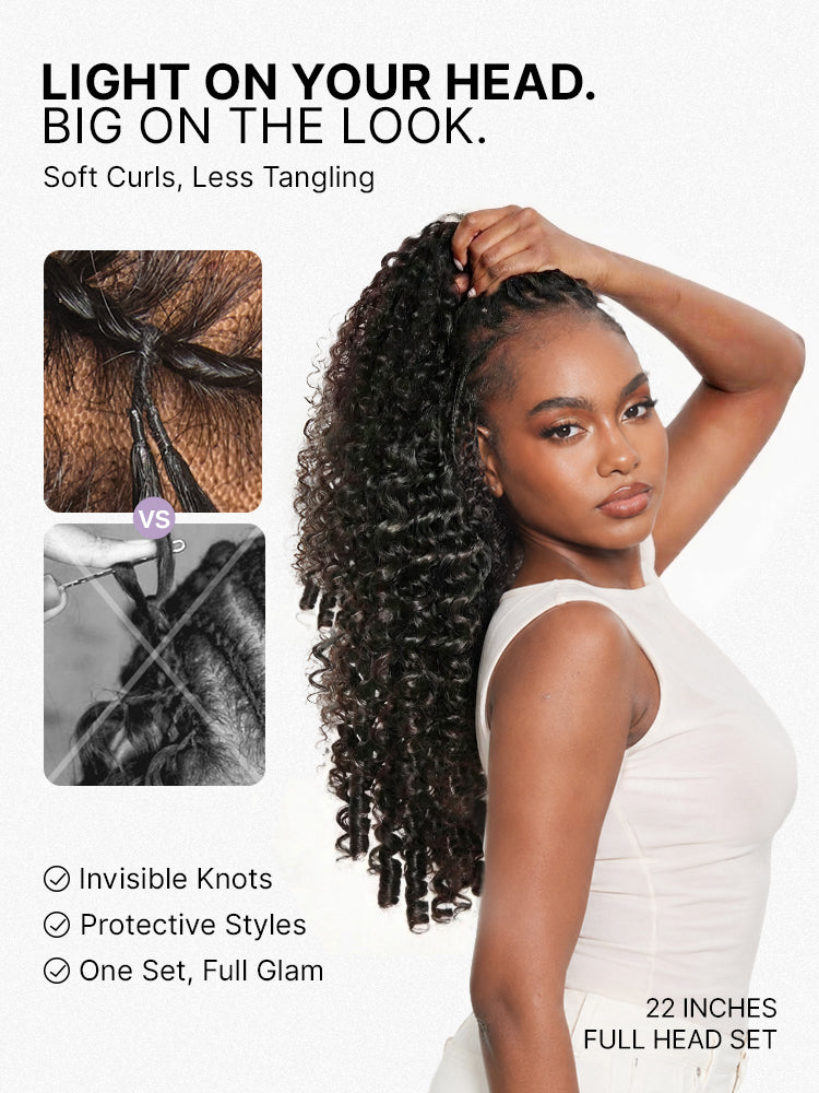 Miracle Knots Crochet Hair Burmese Curly for Boho Braids | Crochet Weaves | Fulani Braids | Twists Pre-Separated Lightweight Full & Soft Pre-Looped Human Hair Extensions Protective Style