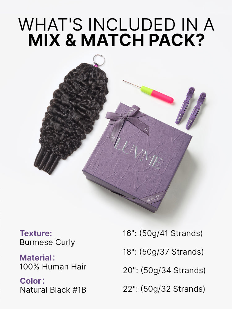 Miracle Knots Crochet Hair Burmese Curly for Boho Braids | Crochet Weaves | Fulani Braids | Twists Pre-Separated Lightweight Full & Soft Pre-Looped Human Hair Extensions Protective Style
