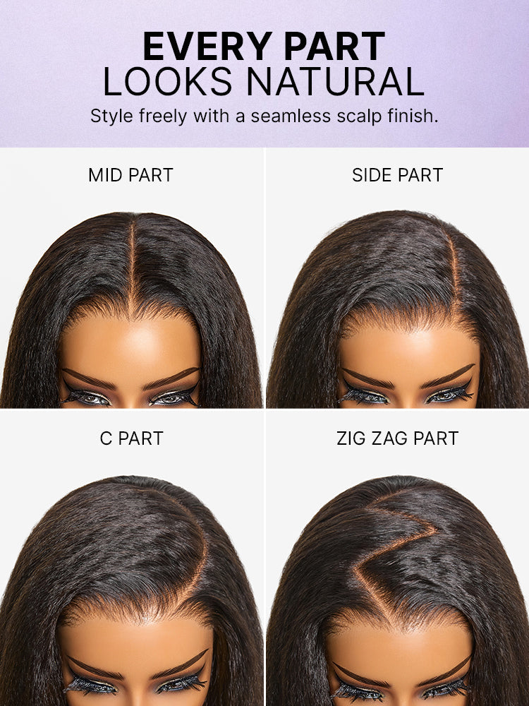New Customers Only | 180% Density Light  Kinky Straight Butterfly Cut Layered  Glueless 7x6 Closure HD Lace Wig Pre-Cut Lace