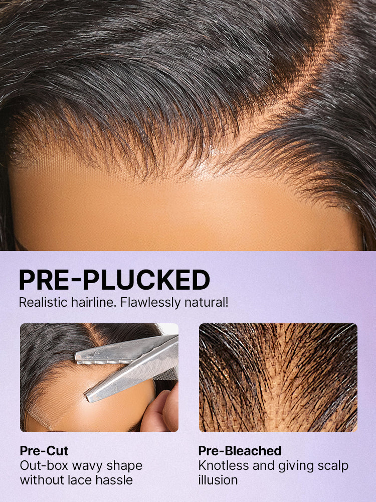 New Customers Only | 180% Density Light  Kinky Straight Butterfly Cut Layered  Glueless 7x6 Closure HD Lace Wig Pre-Cut Lace