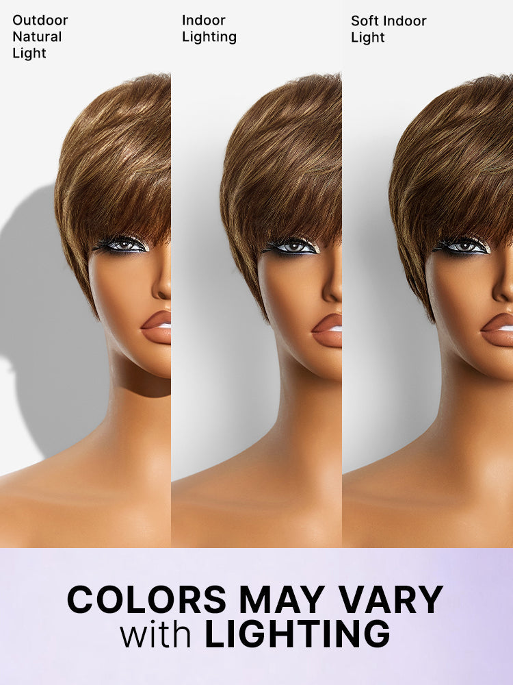 Throw On & Go Light Blonde Short Cut with Bangs Wig Ultra Comfort Skin-Like Soft Care Glueless Wig