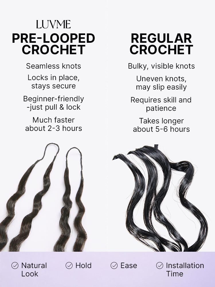 Miracle Knots Crochet Hair Kinky Straight for Boho Braids | Crochet Weaves | Fulani Braids | Twists Pre-Separated Lightweight Full & Soft Pre-Looped Human Hair Extensions Protective Style