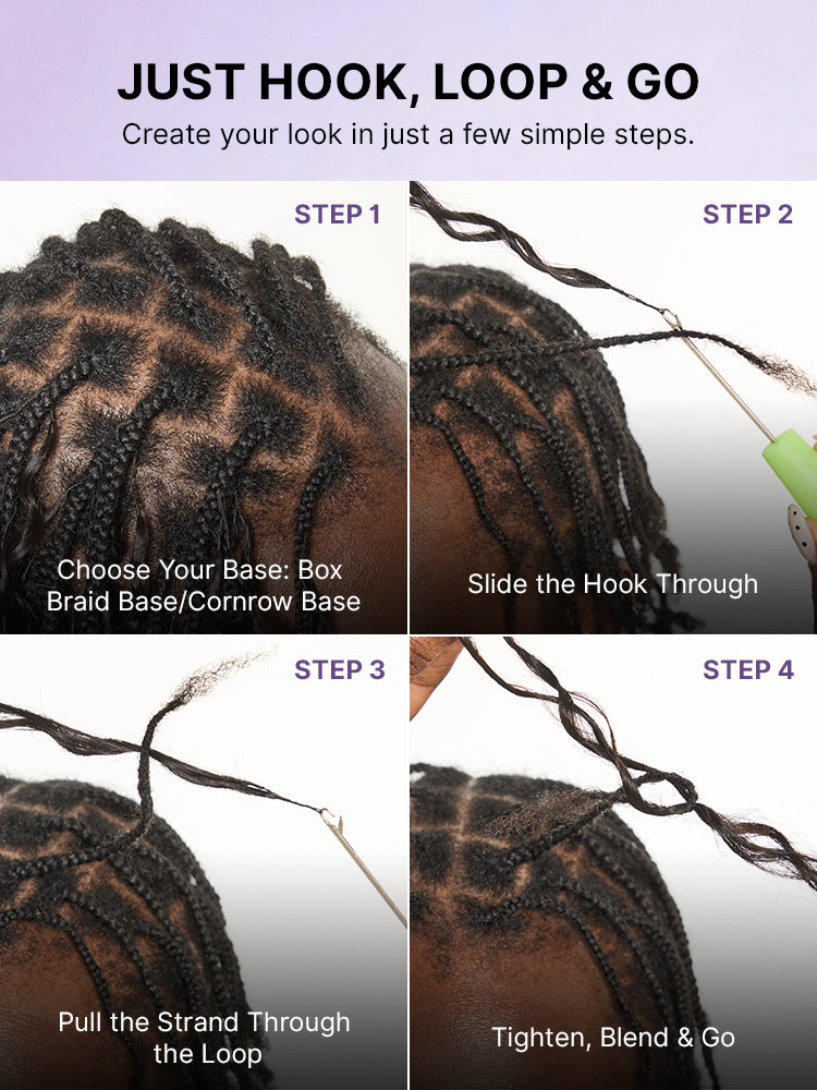 Miracle Knots Crochet Hair Kinky Straight for Boho Braids | Crochet Weaves | Fulani Braids | Twists Pre-Separated Lightweight Full & Soft Pre-Looped Human Hair Extensions Protective Style