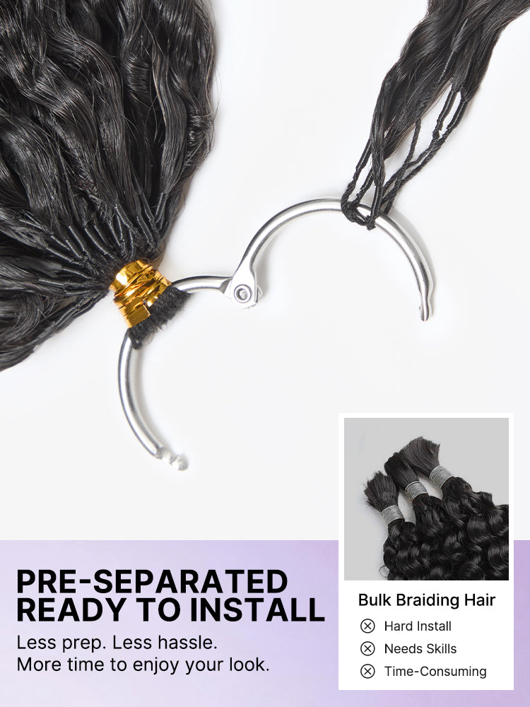 Miracle Knots Crochet Hair Kinky Straight for Boho Braids | Crochet Weaves | Fulani Braids | Twists Pre-Separated Lightweight Full & Soft Pre-Looped Human Hair Extensions Protective Style