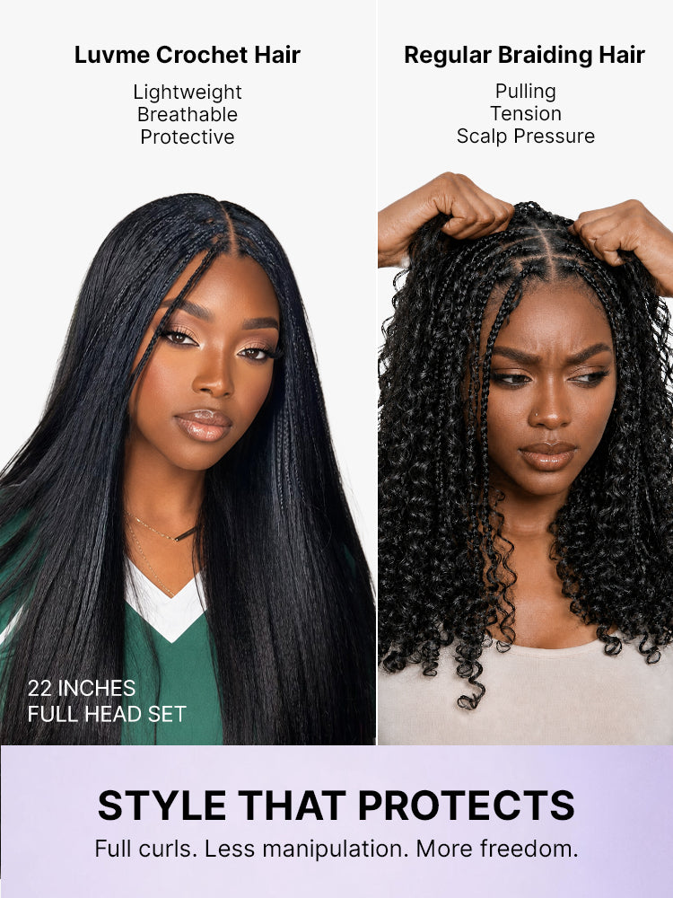 Miracle Knots Crochet Hair Kinky Straight for Boho Braids | Crochet Weaves | Fulani Braids | Twists Pre-Separated Lightweight Full & Soft Pre-Looped Human Hair Extensions Protective Style