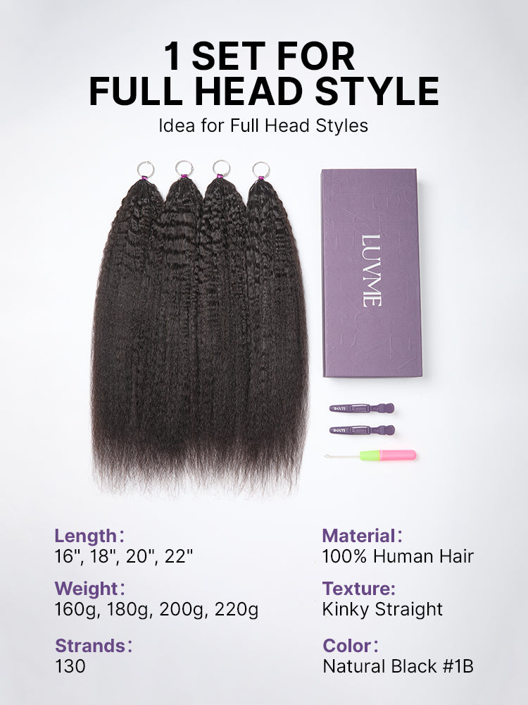 Miracle Knots Crochet Hair Kinky Straight for Boho Braids | Crochet Weaves | Fulani Braids | Twists Pre-Separated Lightweight Full & Soft Pre-Looped Human Hair Extensions Protective Style