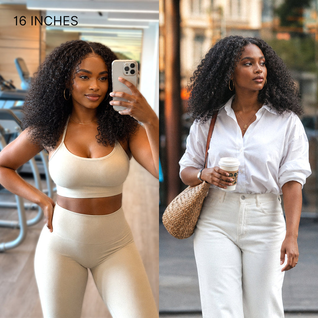 New Customers Only | Beginner Friendly 200% Density Glueless 5x5 Closure Pre-Cut Lace Afro Curly Wig Flexi-Fit Drawstring Cap