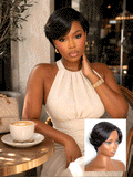 Elegant Natural Black Layered Short Pixie Cut Minimalist HD Lace Wig Pre-cut Lace