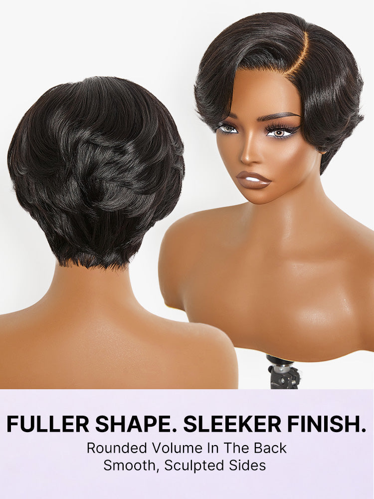Elegant Natural Black Layered Short Pixie Cut Minimalist HD Lace Wig Pre-cut Lace