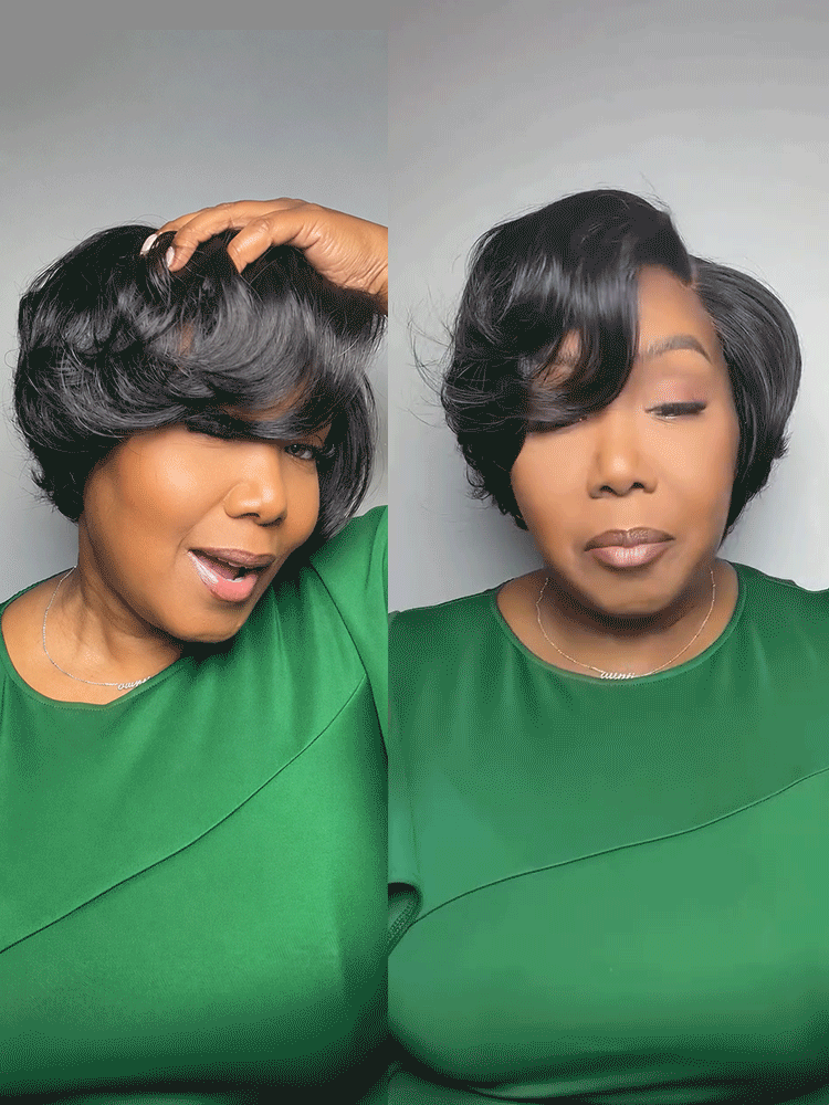 Elegant Natural Black Layered Short Pixie Cut Minimalist HD Lace Wig Pre-cut Lace
