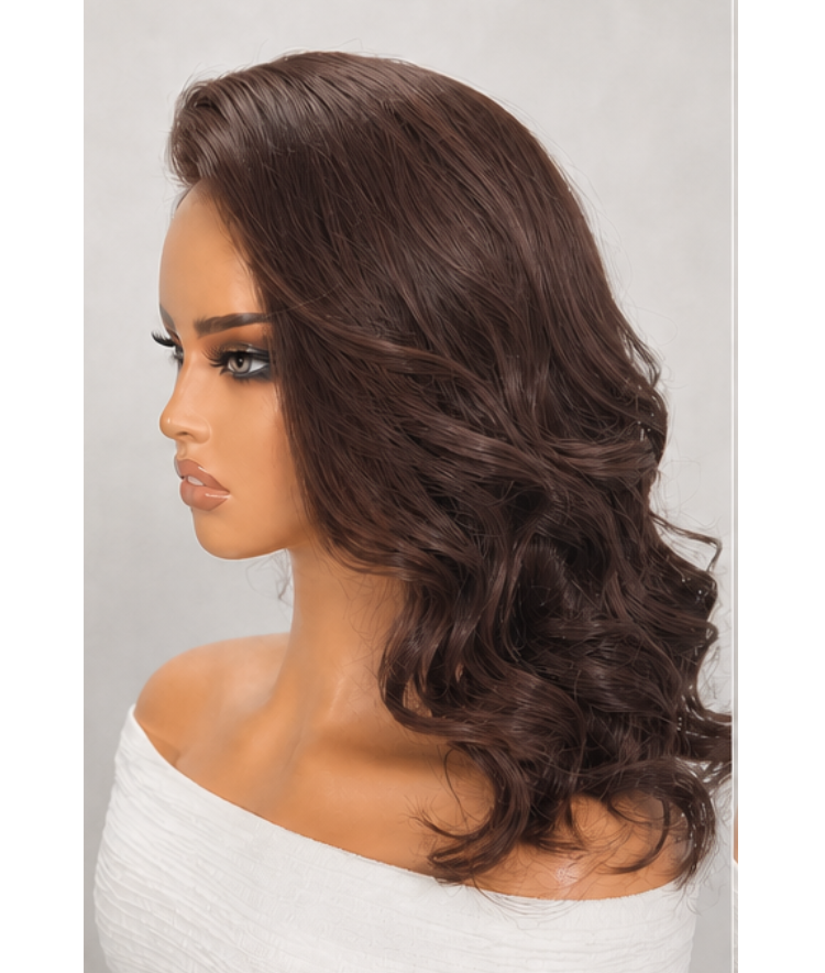 Luvme All Day Curls Hold 7x6 Closure HD Lace Solid Dark Chocolate Brown Loose Body Wave Glueless Long Wig Pre-Cut Lace