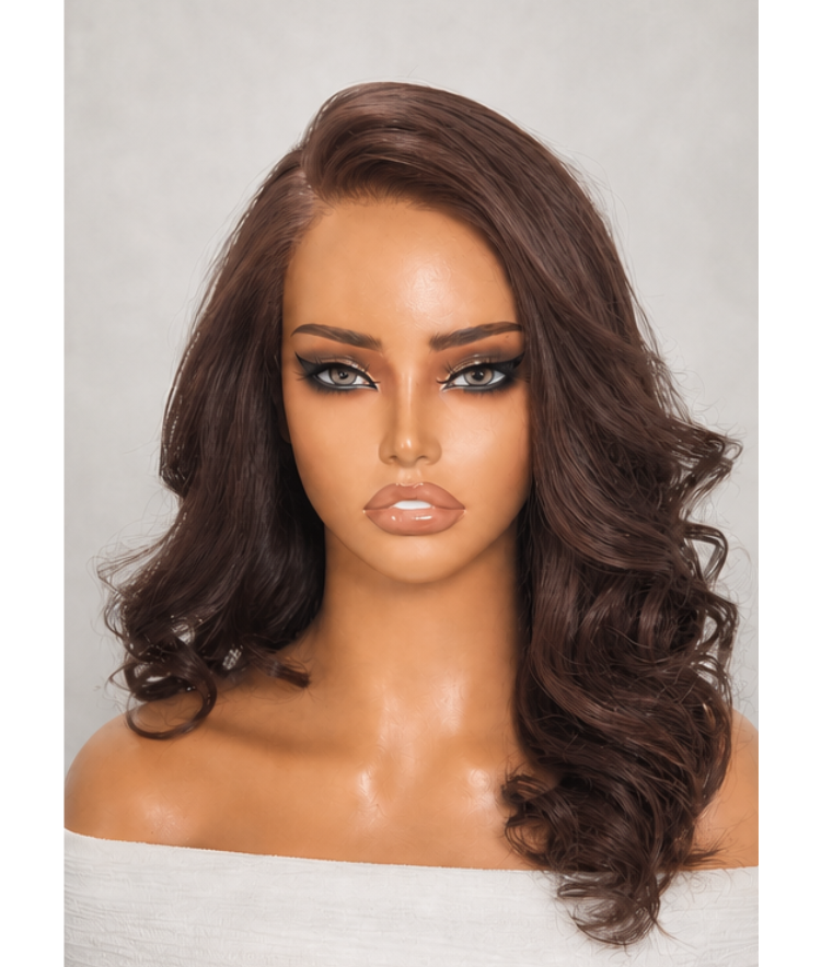 Luvme All Day Curls Hold 7x6 Closure HD Lace Solid Dark Chocolate Brown Loose Body Wave Glueless Long Wig Pre-Cut Lace