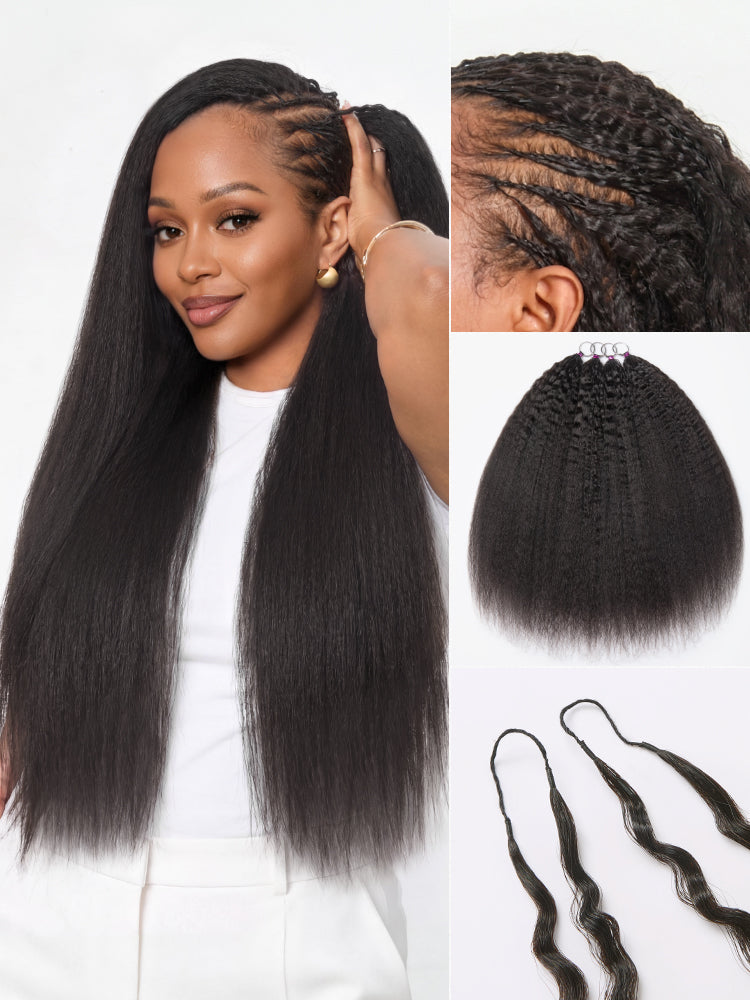 Miracle Knots Crochet Hair Kinky Straight for Boho Braids | Crochet Weaves | Fulani Braids | Twists Pre-Separated Lightweight Full & Soft Pre-Looped Human Hair Extensions Protective Style