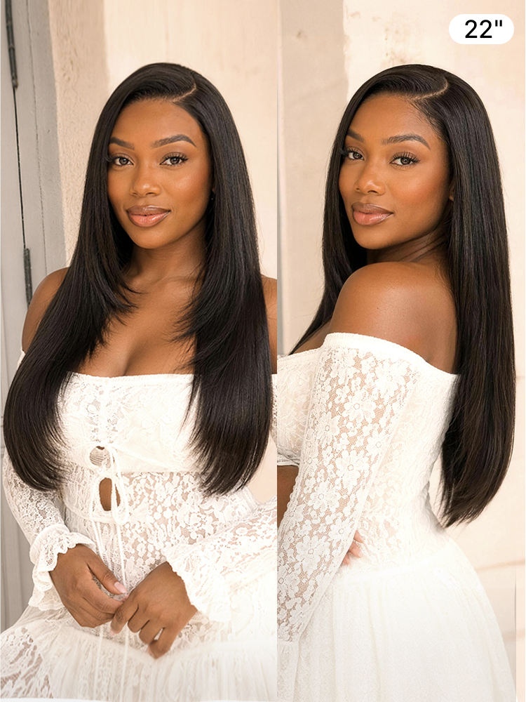 Luvme All-Day Comfort Wig 180% Density Blonde Highlight Butterfly Cut Layered Light Yaki Straight Glueless 7x6 Closure HD Lace Wig Pre-Cut Lace