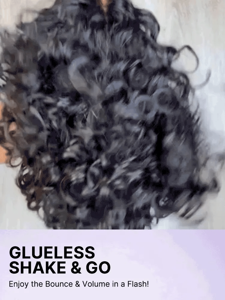 Natural Black / Brown Highlight Water Wave Pixie Cut Glueless Minimalist HD Lace Short Curly Wig
