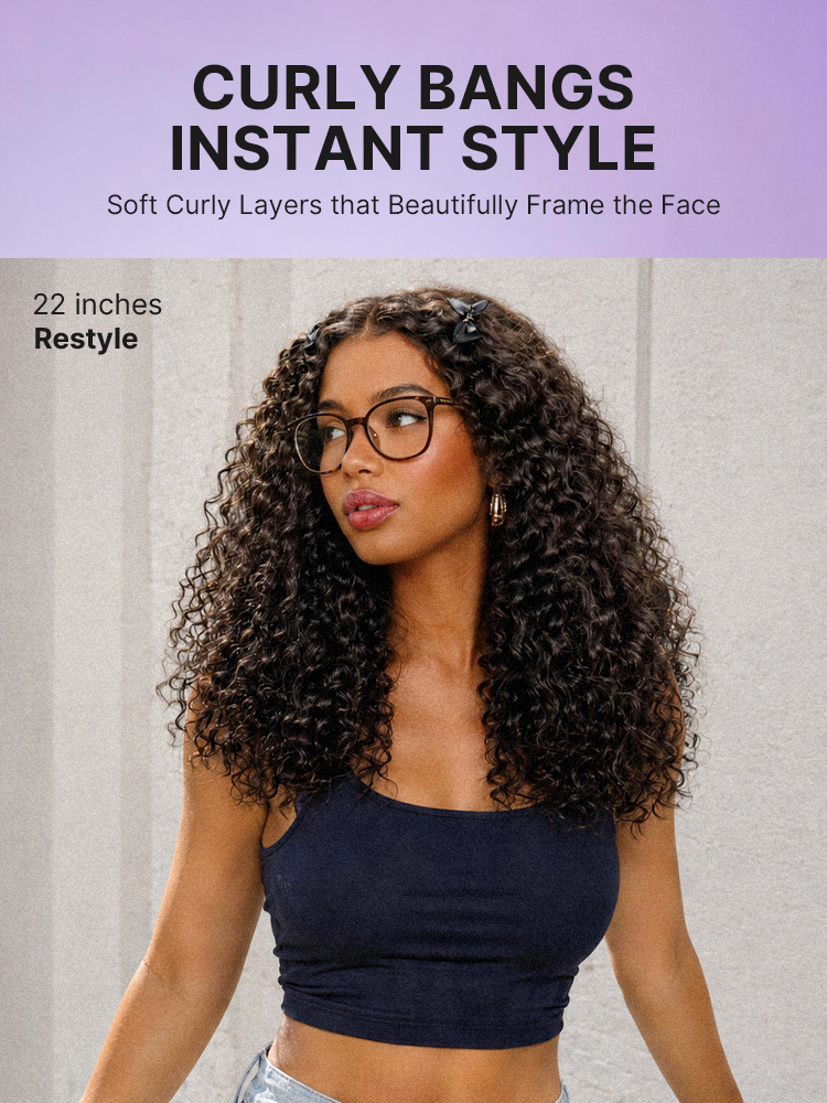Beginner Friendly 200% Density Kinky Curly with Bangs Glueless 5x5 Closure Pre-Cut Lace Wig All Head Sizes Fit Cap