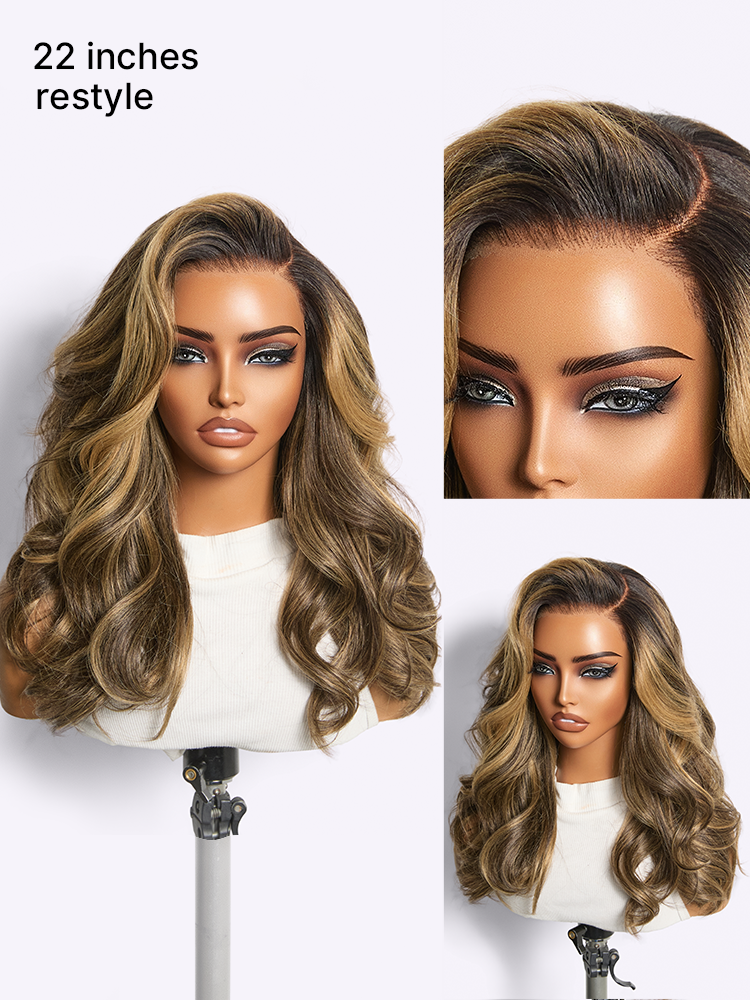New Customers Only | Luvme All-Day Comfort Wig 180% Density Blonde Highlight Butterfly Cut Layered Light Yaki Straight Glueless 7x6 Closure HD Lace Wig Pre-Cut Lace