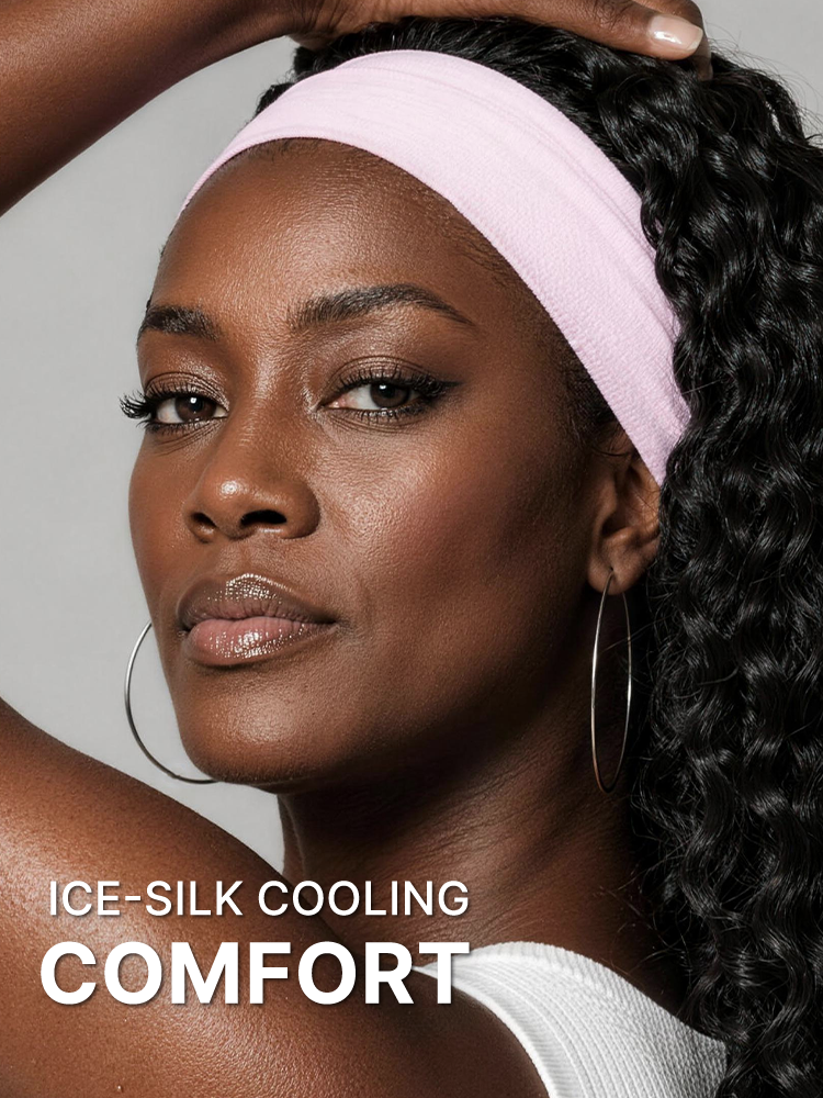 New Customers Only | Beginner Friendly Water-Wave Wet and Wavy Headband Wig with Integrated Cooling Silk Headband, Effortless Wet-to-Dry Transformation (Get 2 Free Headbands)