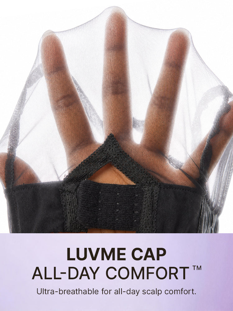 Put On and Go Reddish Purple Layered Cut Yaki Straight Minimalist Lace Bob Wig with Bangs All-Day Comfort Cap