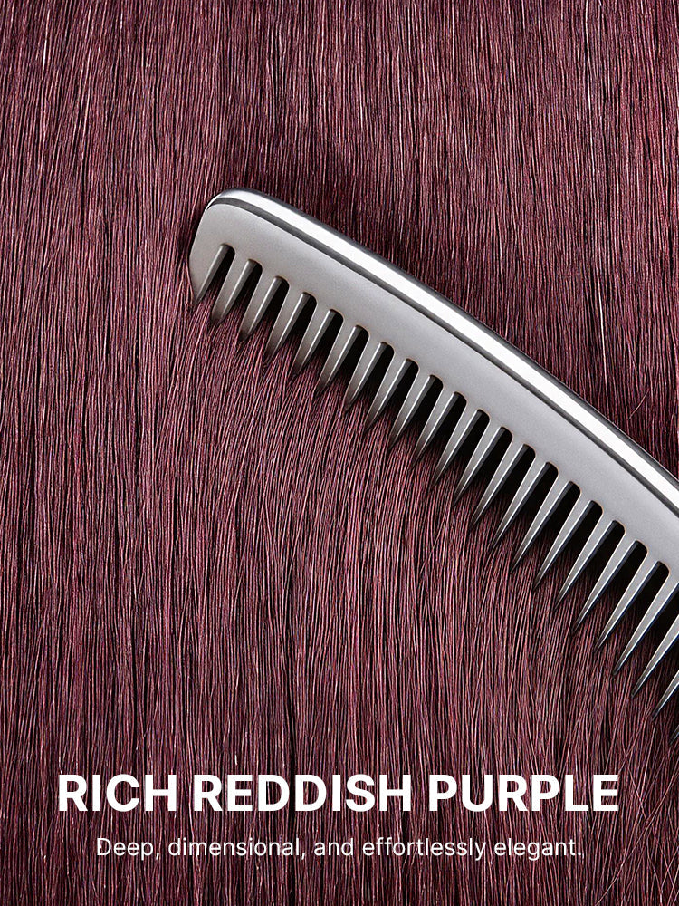 Put On and Go Reddish Purple Layered Cut Yaki Straight Minimalist Lace Bob Wig with Bangs All-Day Comfort Cap