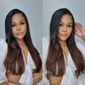 Special Deal | Ombre Brown Butterfly Cut Layered Light Yaki Straight Glueless 7x6 Closure HD Lace Pre-Cut Lace