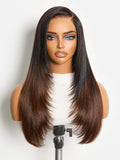 Luvme All-Day Comfort™ Wig 180% Density Ombre Brown Butterfly Cut Layered Light Yaki Straight Glueless 7x6 Closure HD Lace Human Hair Wig Pre-Cut Lace