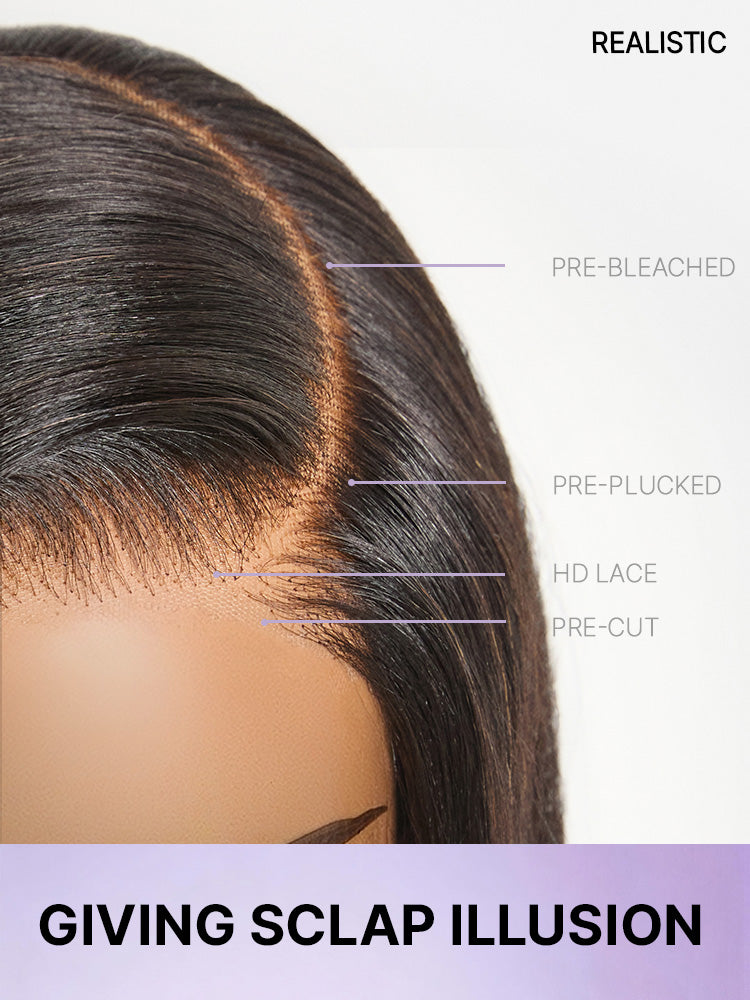 Luvme All-Day Comfort™ Wig 180% Density Ombre Brown Butterfly Cut Layered Light Yaki Straight Glueless 7x6 Closure HD Lace Human Hair Wig Pre-Cut Lace