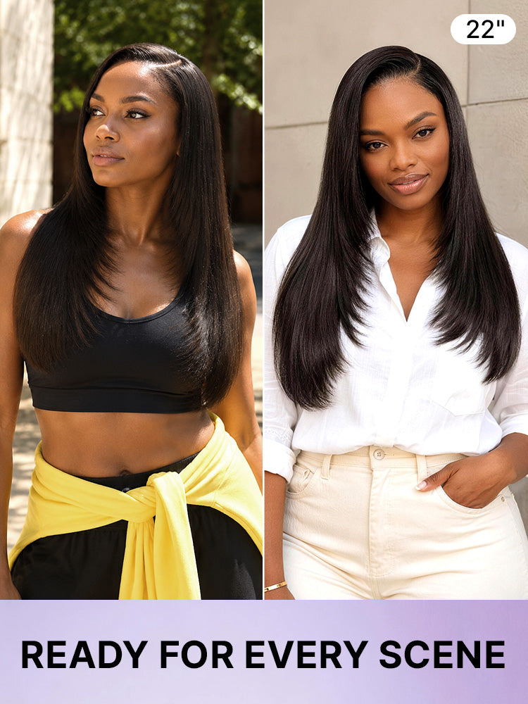 Luvme All-Day Comfort™ Wig 180% Density Butterfly Cut Layered Light Yaki Straight Glueless 7x6 Closure HD Lace Human Hair Wig Pre-Cut Lace