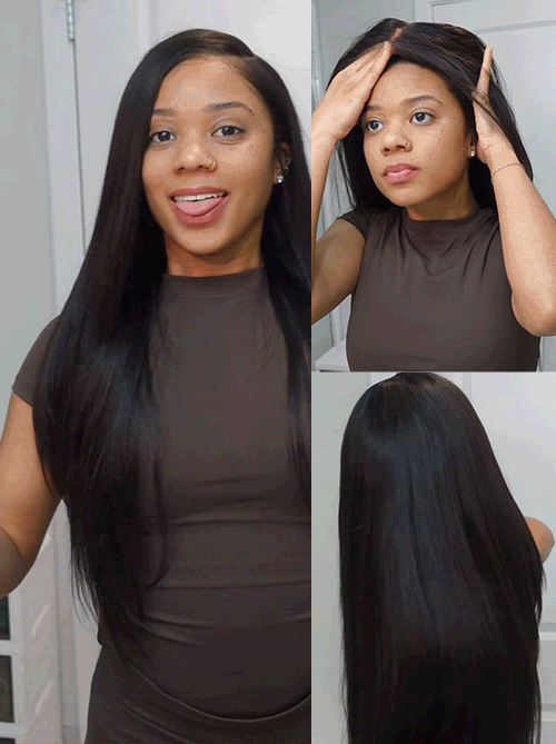 Luvme All-Day Comfort™ Wig 180% Density Butterfly Cut Layered Light Yaki Straight Glueless 7x6 Closure HD Lace Human Hair Wig Pre-Cut Lace