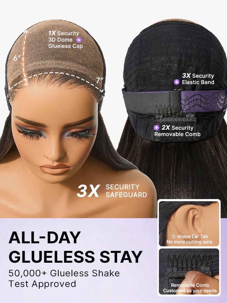 US Only | Luvme All-Day Comfort™ Wig 180% / 250% Density Bone Straight with Baby Hair PartingMax Glueless 7x6 Closure HD Lace Wig Pre-Cut Lace