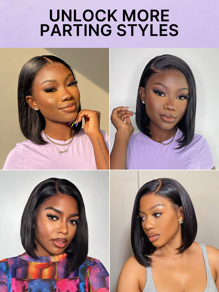 PreMax Wigs | Super Natural Hairline Silky Blunt Cut Bob Glueless 13x4 Frontal Lace Human Hair Short Wig Pre-Cut Lace