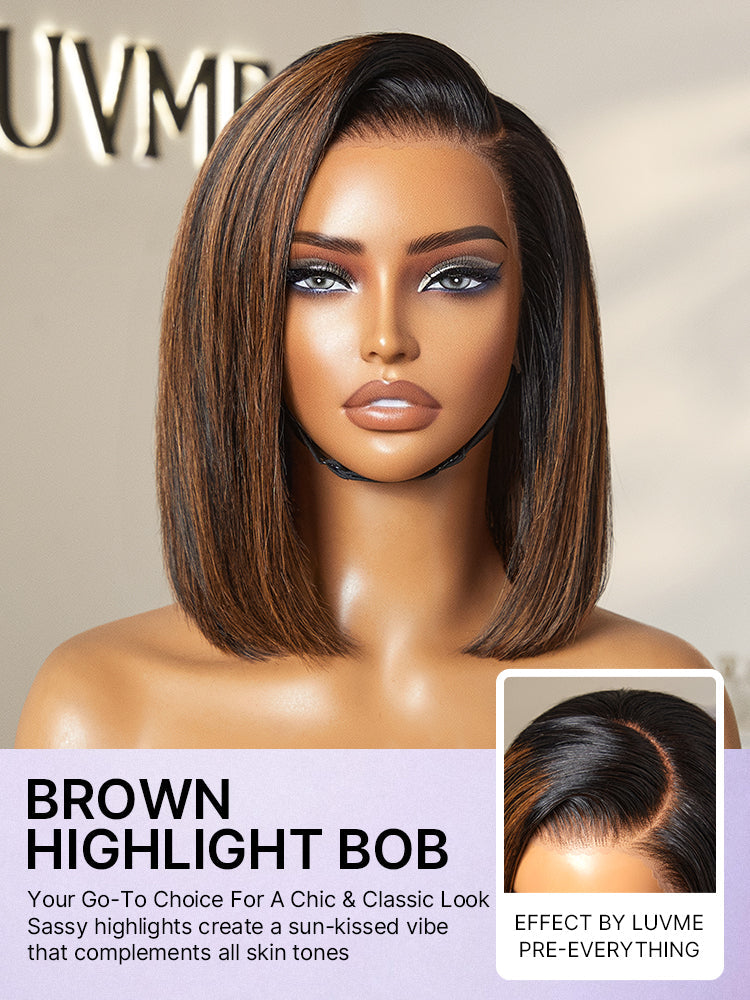 PreMax Wigs | Super Natural Hairline Silky Blunt Cut Bob Glueless 13x4 Frontal Lace Human Hair Short Wig Pre-Cut Lace