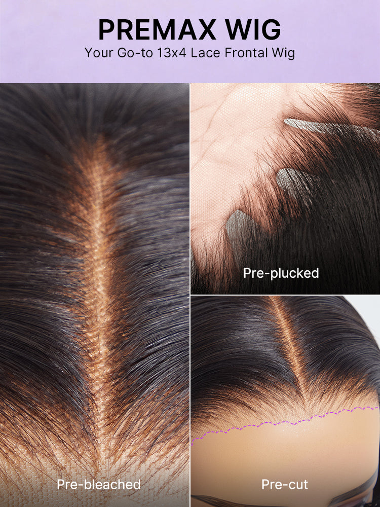 PreMax Wigs | Super Natural Hairline Silky Blunt Cut Bob Glueless 13x4 Frontal Lace Human Hair Short Wig Pre-Cut Lace