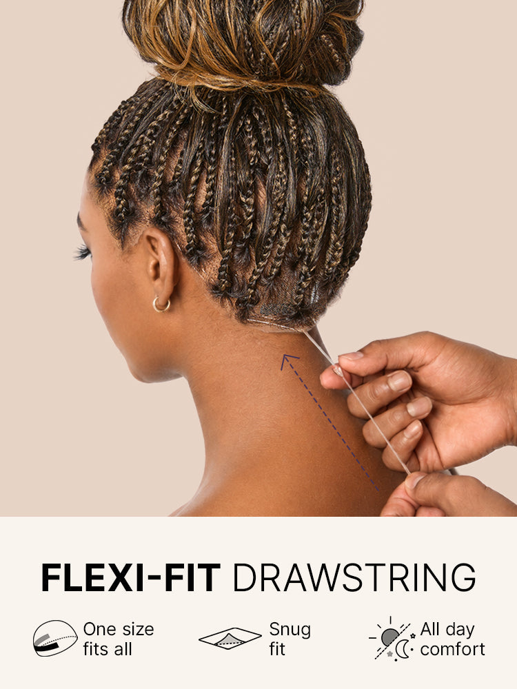 OwnScalp™Ombre Honey Blonde French Curl Knotless Boho Braids HD Full Lace Long Wig Flexi Fit Invisi Drawstring Cap - US Only