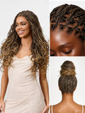 OwnScalp™Ombre Honey Blonde French Curl Knotless Boho Braids HD Full Lace Long Wig Flexi Fit Invisi Drawstring Cap - US Only