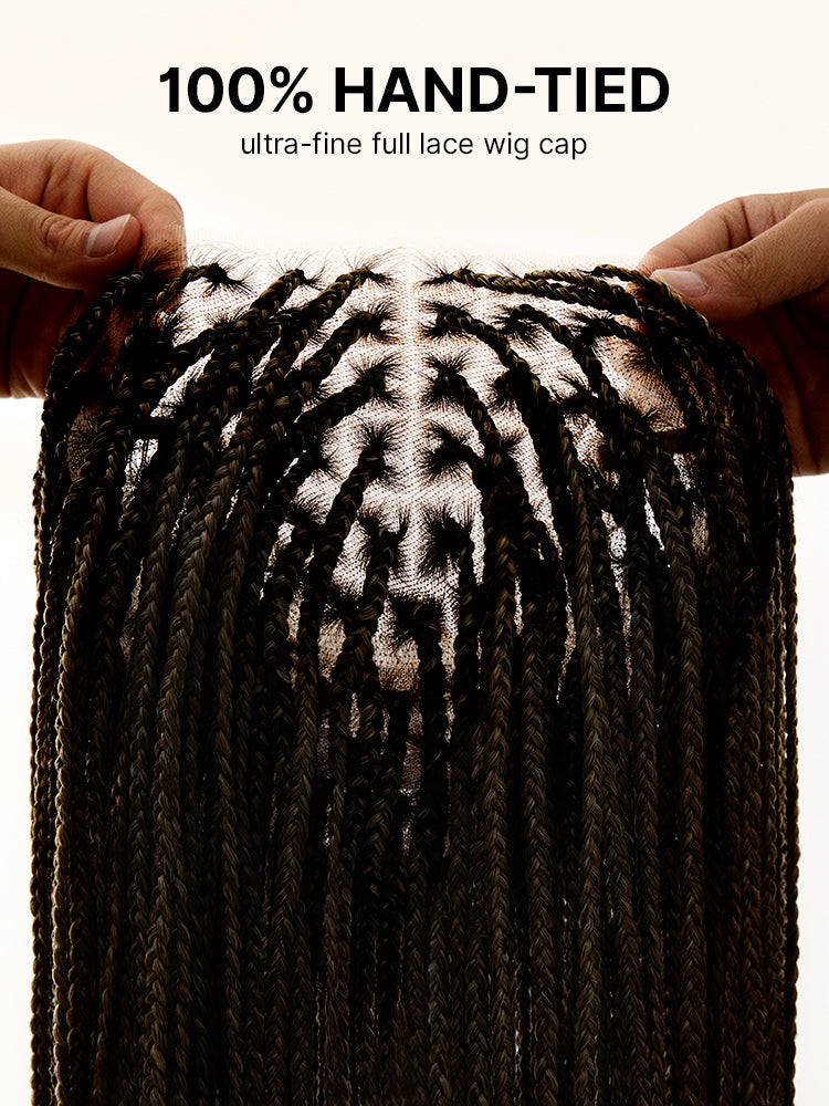 OwnScalp™Ombre Honey Blonde French Curl Knotless Boho Braids HD Full Lace Long Wig Flexi Fit Invisi Drawstring Cap - US Only