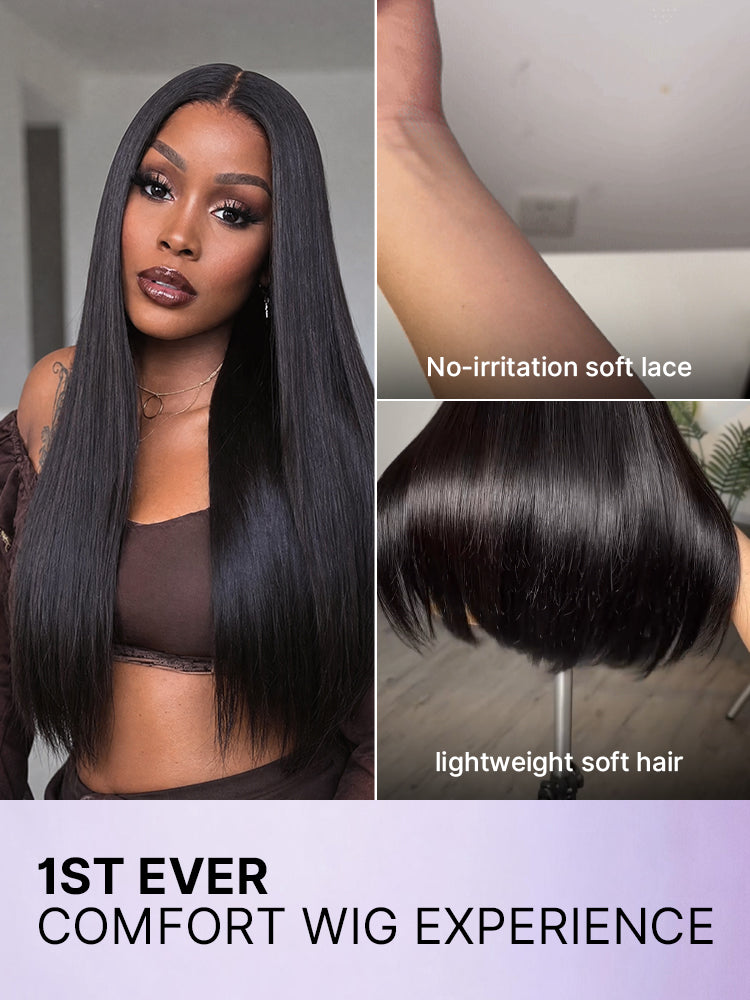 AiryFit™ Scalp Care Wigs - Silky Straight Middle Part Glueless 5x5 Closure Lace Long Wig Pre-Cut Lace