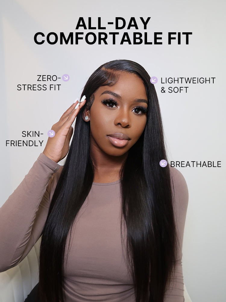 AiryFit™ Scalp Care Wigs - Silky Straight Middle Part Glueless 5x5 Closure Lace Long Wig Pre-Cut Lace