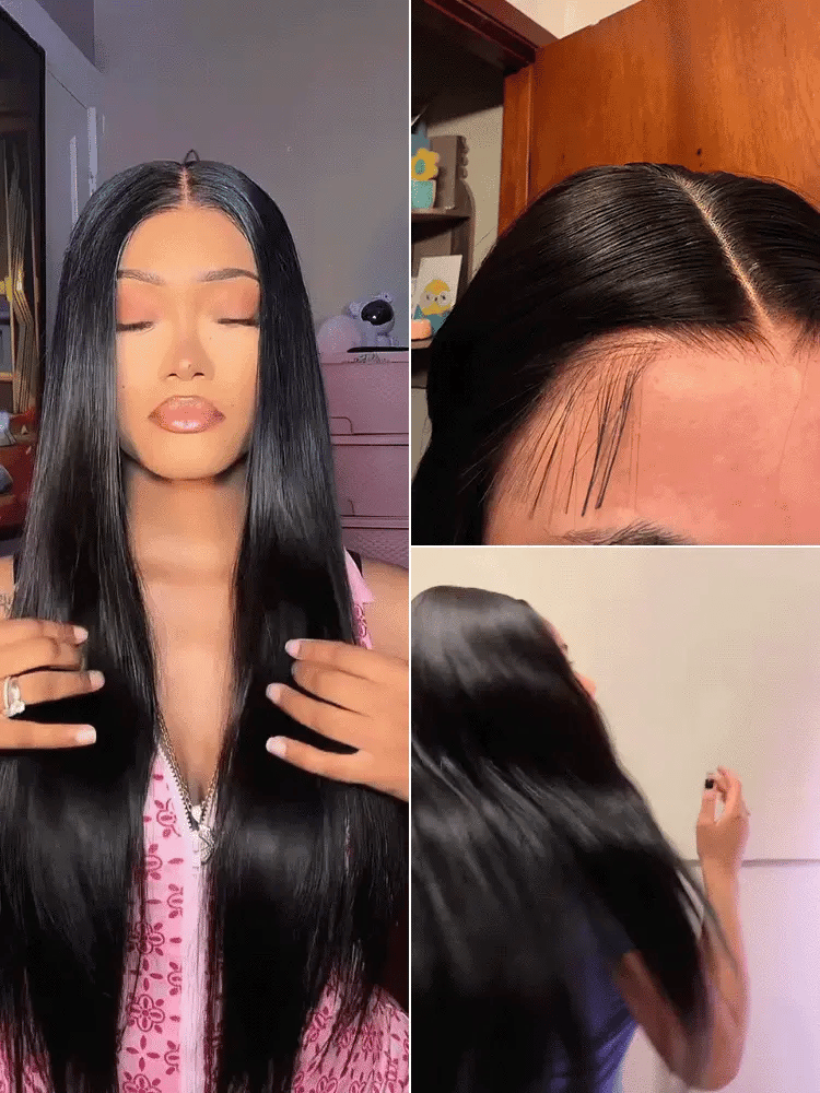 AiryFit™ Scalp Care Wigs - Silky Straight Middle Part Glueless 5x5 Closure Lace Long Wig Pre-Cut Lace